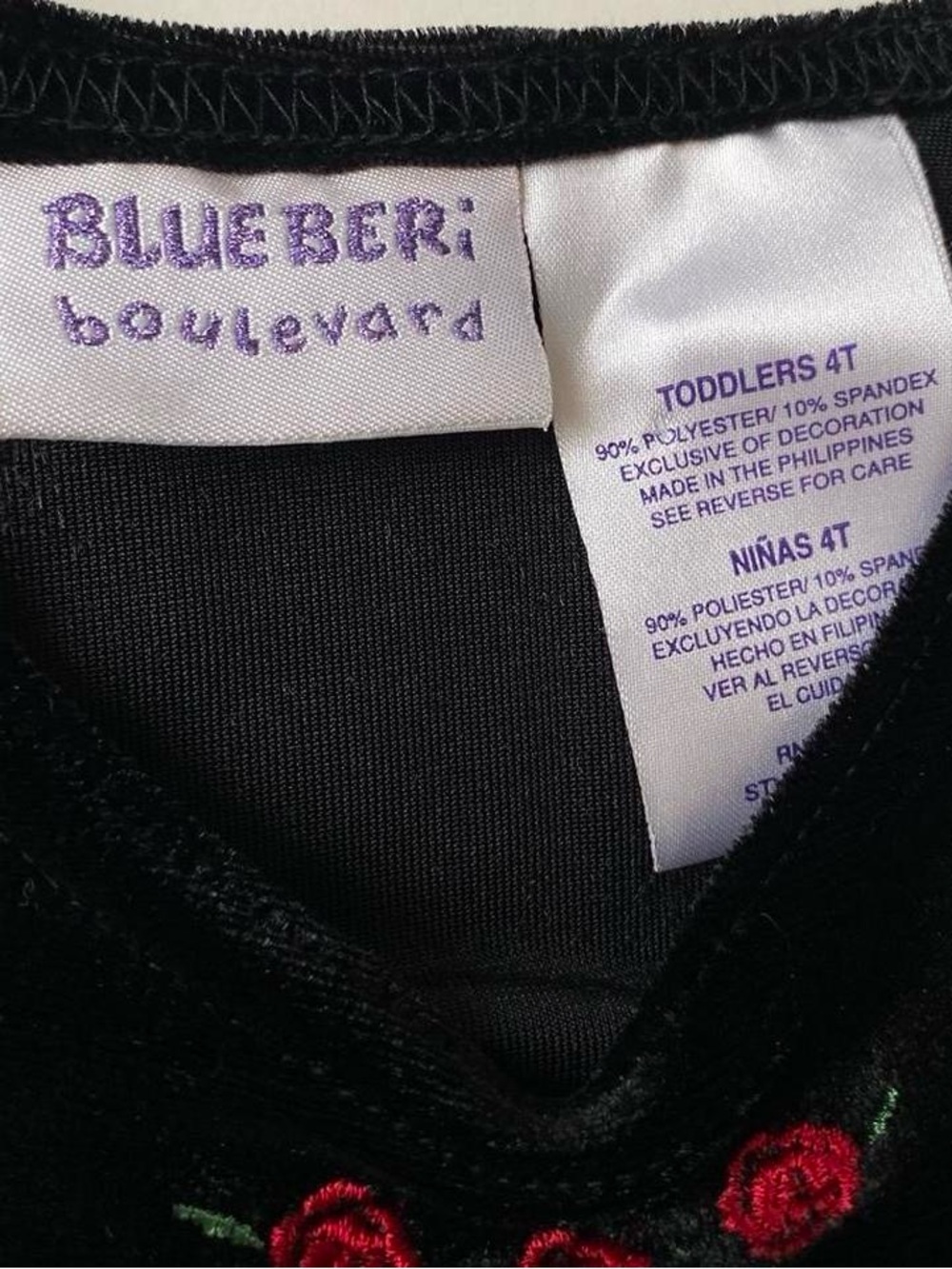 Girls vintage Y2K black velvet floral dress - Picture 6 of 6